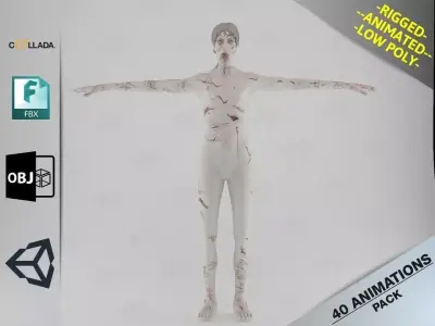 Male Zombie1 Animations Pack Low-poly 3D model