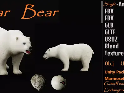 Polar Bear Free low-poly 3D model