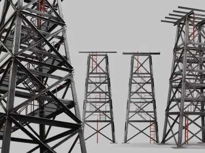 Game-ready Watchtower Set 3 Low-poly 3D model