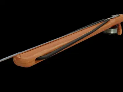 Speargun for spearfishing wood 3D model Low-poly  Low-poly 3D model