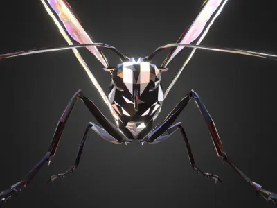 Batterfly Yellow Low Polygon Art Insect Low-poly 3D model