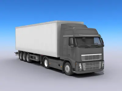 Big Truck With Trailer Low-poly 3D model
