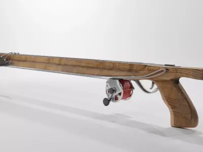 Wooden Speargun Low-poly 3D model