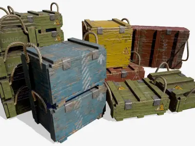 Ammo Crate Collection Low-poly 3D model