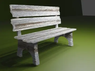 Wooden Garden Bench 3D model buy