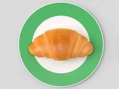 Croissant On Plate 3D model