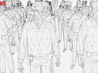 Low Poly People in Uniform Low-poly 3D model