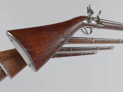 low Poly Game Ready PRB Flint Lock Rifle Low-poly 3D model