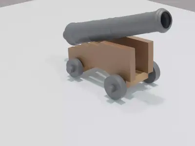 Cannon-Low poly cannon on wooden cart Free 3D model