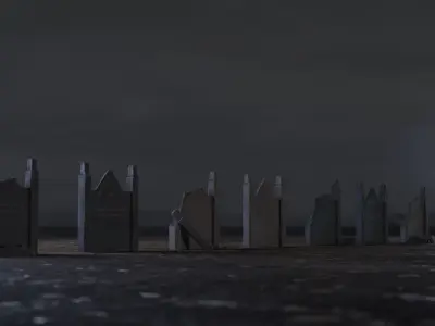 Hand Sculpted cemetery gravestones part 6 Low-poly 3D model