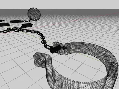 Legs Hand And Neck Steel Shackles Low-poly 3D model