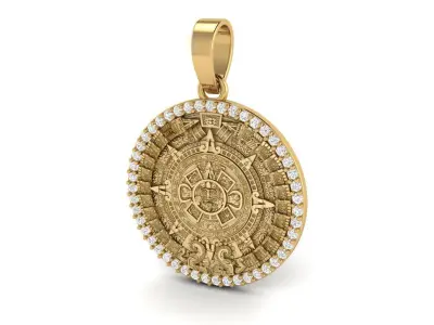 Mayan Calendar 1 inch Diamond Pendant 3D print model