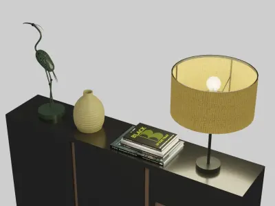 sideboard with two drawers and lamp Low-poly 3D model