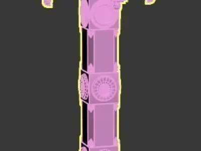 Hindu temple piller Low-poly 3D model