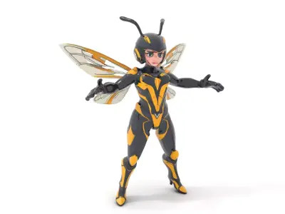 Insect Warrior Rigged and Animated D Model with Wings and Armor Low-poly 3D model