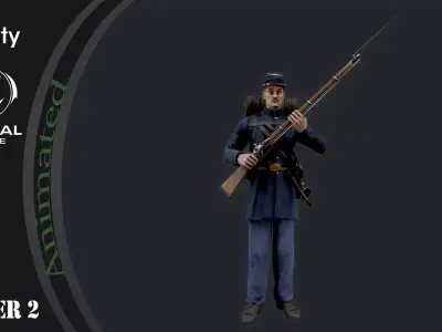 Soldier 2 A pose Low poly character redy for game Low-poly 3D model