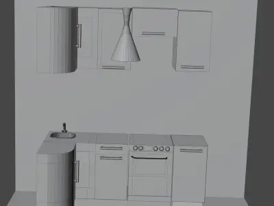 kitchen with stove and oven Free low-poly 3D model