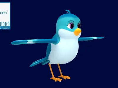 Asset - Cartoons - Character - Sparrow - Hight Poly Low-poly 3D model