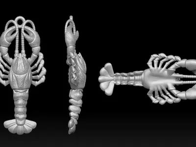 SHRIMP PENDANT 3D PRINTED Free 3D print model