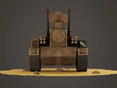 stylized anti-aircraft vehicle Low-poly 3D model