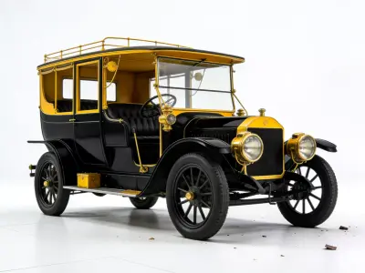 Classic Antique Limousine Black Yellow Vehicle 3d model Low-poly 3D model