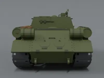 Low Poly Cartoon ISU 122S Tank Low-poly 3D model