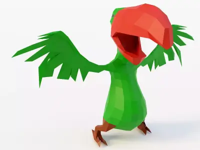 Parrot cartoon bird 3d model  Low-poly 3D model