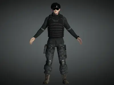 AAA Military Male Character 06 Low-poly 3D model
