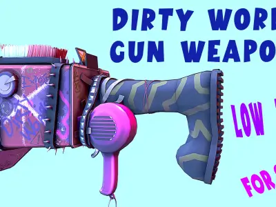 FANTASY GUN Weapon Low-poly 3D model