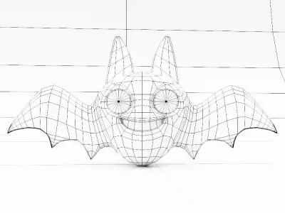 Bat cartoon 3d model  Low-poly 3D model