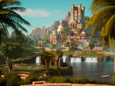 Stylized Paradise Gardens Low-poly 3D model