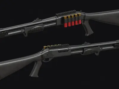 Remington 870 shotguns pack Low-poly 3D model