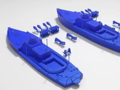 Old Small Armored River MineSweper 4 variants 3D print model