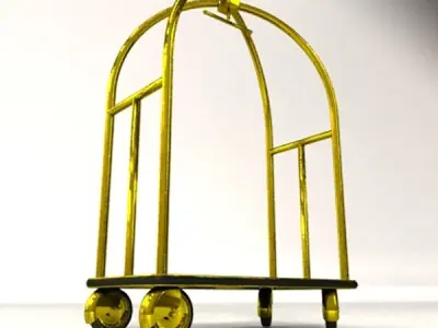 Hotel Luggage Cart High Detail 3D model