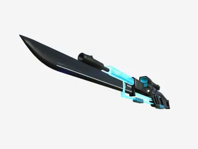 SciFi Sniper Gunblade A03 Full Black - Fiction Weaponry Low-poly 3D model