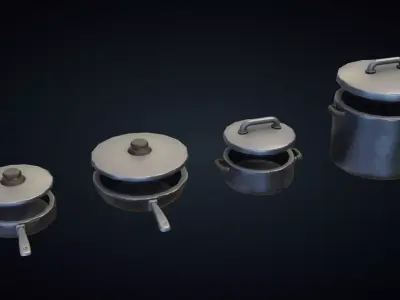 Pots and Pans - Stylized Kitchen Pack - Part 6 Low-poly 3D model