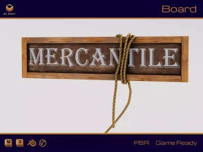 Shop sign Low-poly 3D model