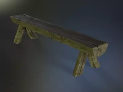 Log Bench Low-poly 3D model