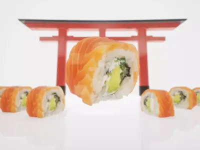 Sushi Philadelphia classic realistic set 3D model