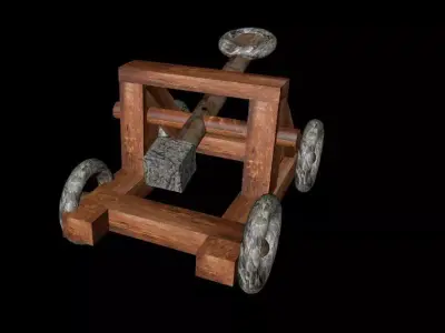 Catapult 3D wooden cannon Free 3D model