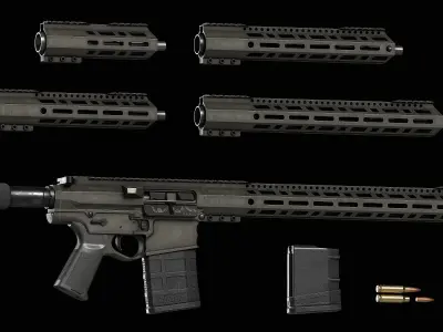 AR LR 308 Modular Rifle 7in-18in Low-poly 3D model