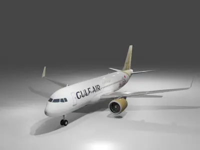 Gulf air airbus a320neo 3d model  Low-poly 3D model