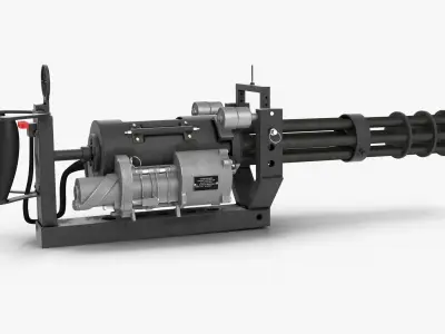 M134 Minigun With Mounting Bracket Clean Low-poly 3D model