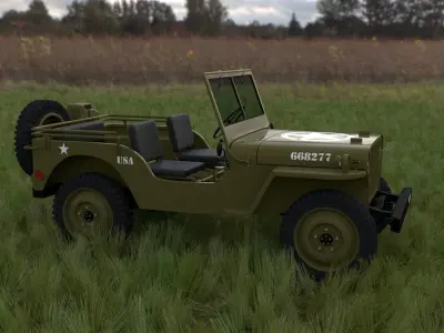 Full w chassis Jeep Willys MB Military HDRI 3D model