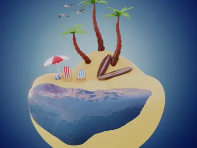 Low-poly scene - Surfland Low-poly 3D model