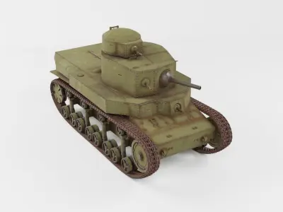T-24 Soviet Medium Tank PBR Low-poly 3D model