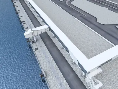 Port Gangway Set Low-poly 3D model