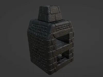 Oven - Medieval Stone Stove Low-poly 3D model