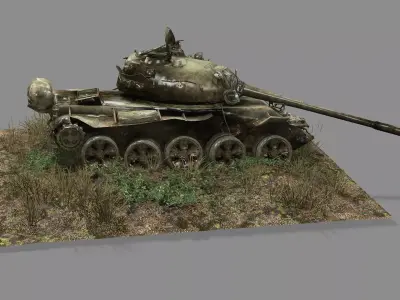 Damaged Rusted Tank Low Poly Game Ready 3D Model Low-poly 3D model