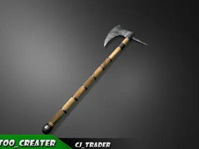 Modern War Axe Lowpoly 3d model Low-poly 3D model